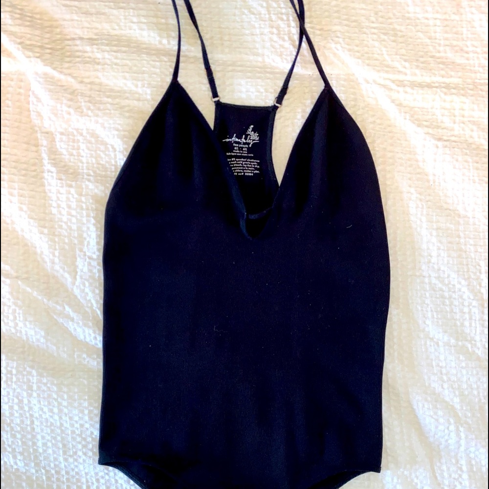 Free People Intimitely Black Body Suit